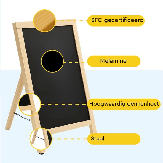 BRASQ Krijtstoepbord Blank - 55x 85 CM - Krijtbord - Reclamebord - Stoepbord - Enkelzijdig - voor Binnen en Buiten - Horeca