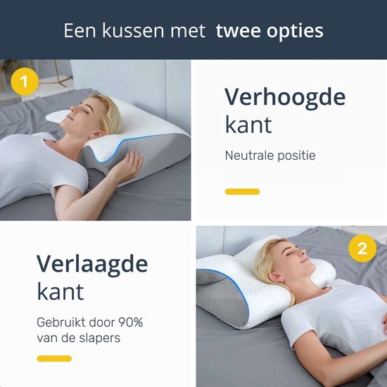 Anti snurk kussen - Voor iedere slaaphouding - 60x40 cm - Hoofdkussen - Apneu - Ergonomisch & orthopedisch - Memory foam - Alyze