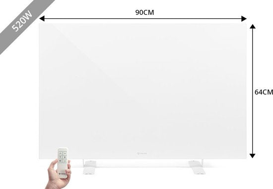 Vlectro - Slim infraroodverwarmingspaneel met instelbare timer - 520 W
