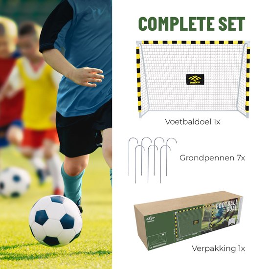 Umbro Voetbaldoel - Voetbal Goal 300 x 200 x 90 cm - Voetbalgoal Groot - Buitenspeelgoed voor Kinderen en Volwassenen - Snelle Montage - Voetbal Training Doel - Metaal - Zwart/ Geel