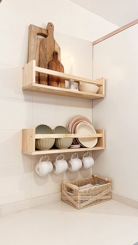 Astigarraga Wandplank - wandrek - kruidenrek - 80cm - PEFC dennenhout