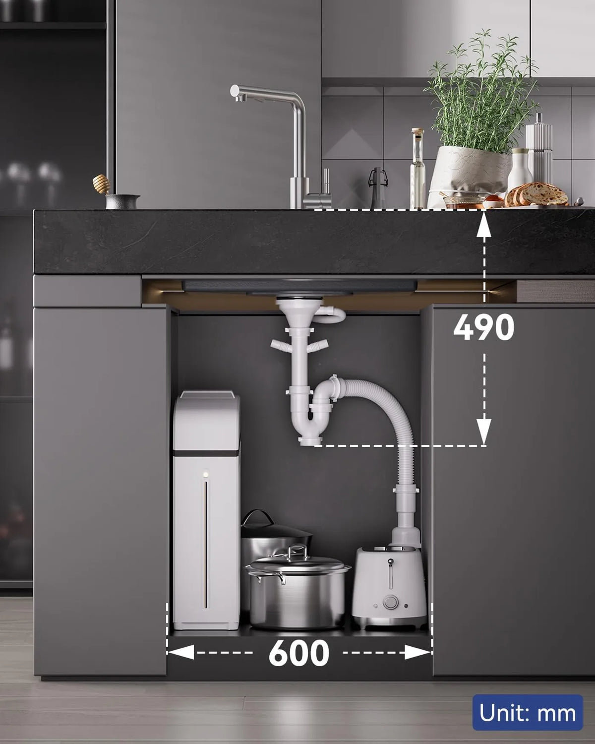 Sofetiy Spoelbak RVS 60 x 48 cm - Enkele Kom met Sifon - Geluiddempend en Extra Dik 3 mm - Geborsteld RVS