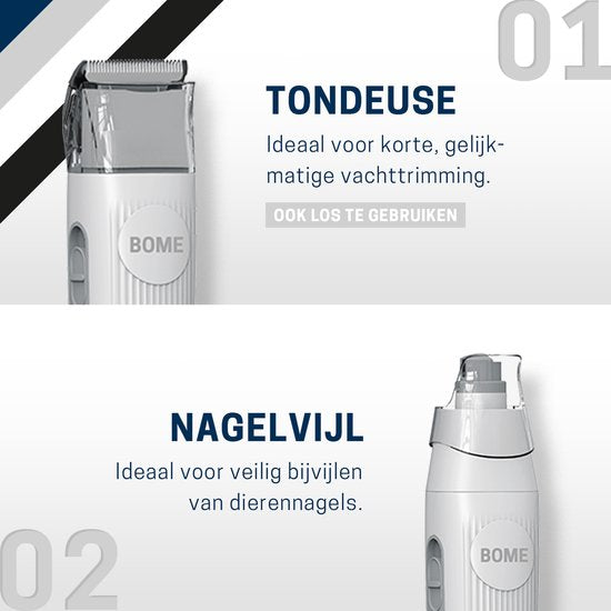 BOME Hondentondeuse - Alles in 1 Trimset - Tondeuse Hond - Poottrimmer - Nagelvijl Hond - Dieren Tondeuse