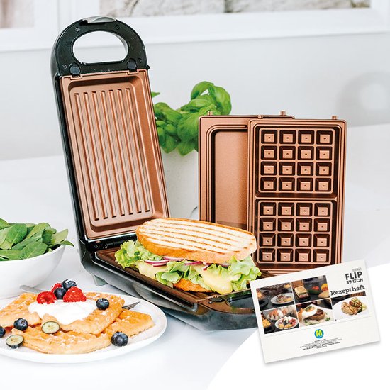 Livington Copperline Flipswitch multifunctionele grill, 800 W inclusief receptenboekje