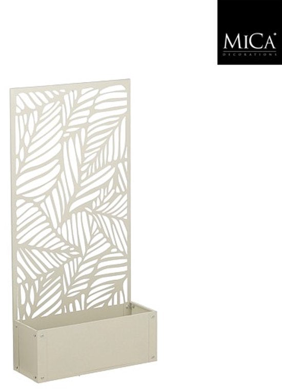 Mica Decorations Sapri Plantensteun - Plantenbak met Klimrek voor Klimplanten - Plantenstandaard Vrijstaand of tegen Muur - 57,5 x 21 x 118 cm - Off White