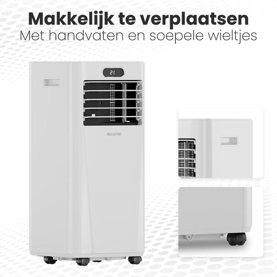 Auronic Mobiele Airco – 3 - in -1 – 7000 BTU, 310 m³/u – 31.5 x 31 x 69.8 cm – Wit