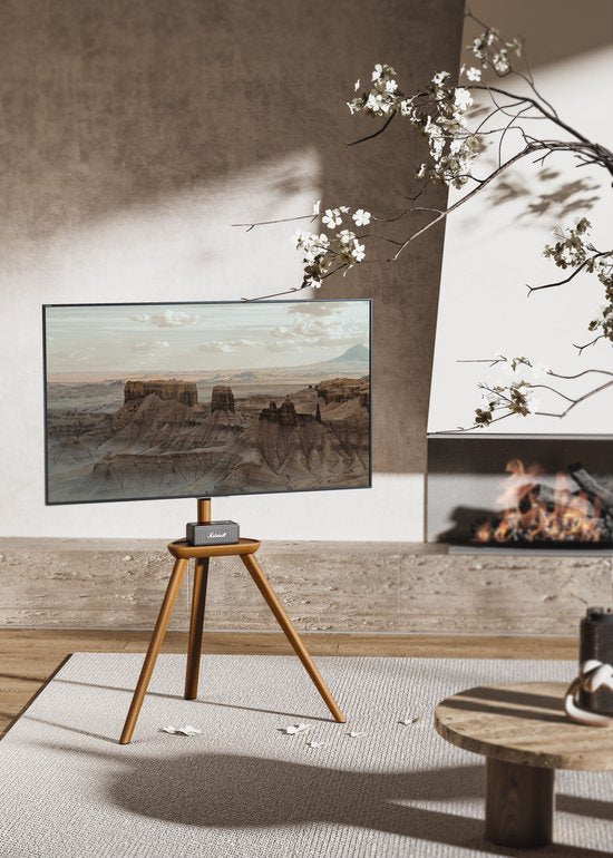 VDD TV Standaard - Vloerstandaard - Studio Statief - Schildersezel Design - Tot 65 inch - Bruin