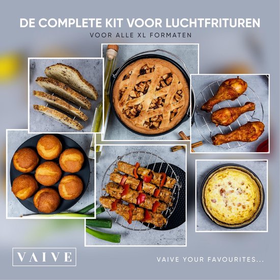 VAIVE Heteluchtfriteuse Accessoires Set - Geschikt voor alle Airfryer XL en XXL - ⌀ 20 cm