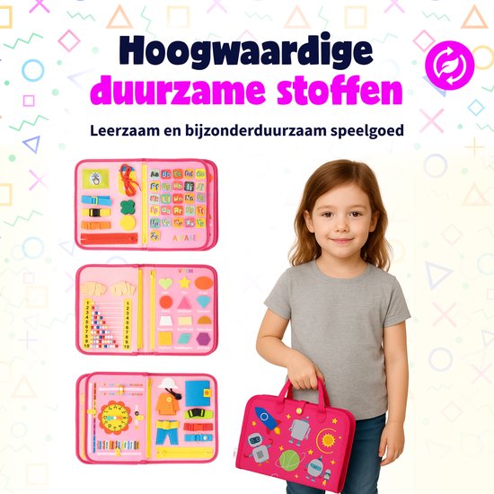 Qualita Montessori Busy Board - Sensorisch Speelgoed - Roze