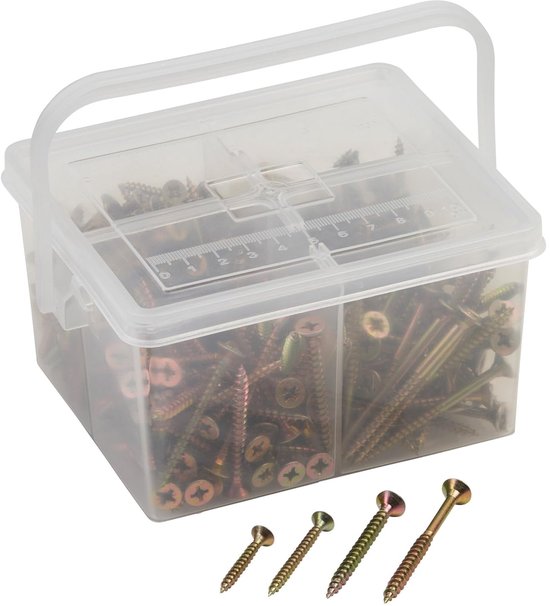 Meister spaanplaatschroeven set – 380-delig – assortimentsdoos voor hout & plaatmateriaal