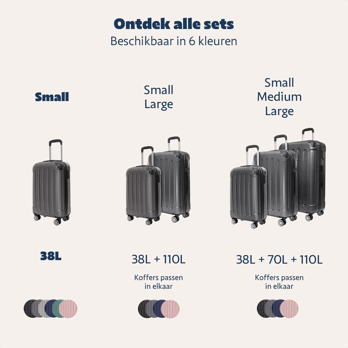 TRVLMORE Handbagage Koffer met Wielen - Cijferslot - 54x36x20cm - 38L - Donkergrijs