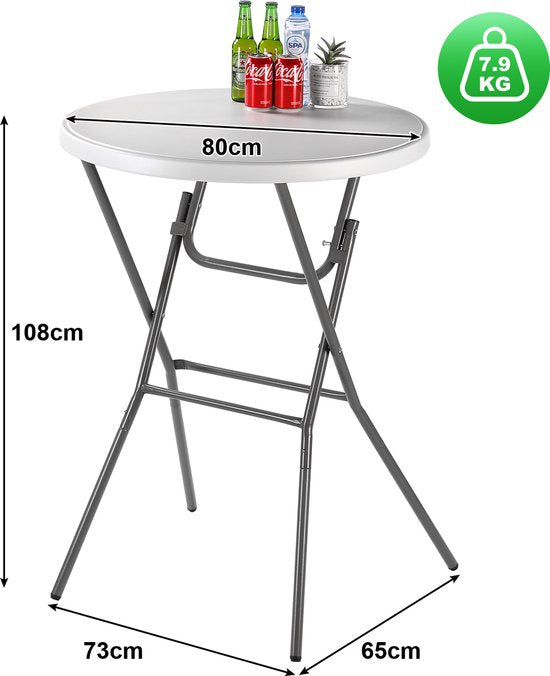 Bardi 2 x Statafel Inklapbaar 80 x 110 cm. Wit