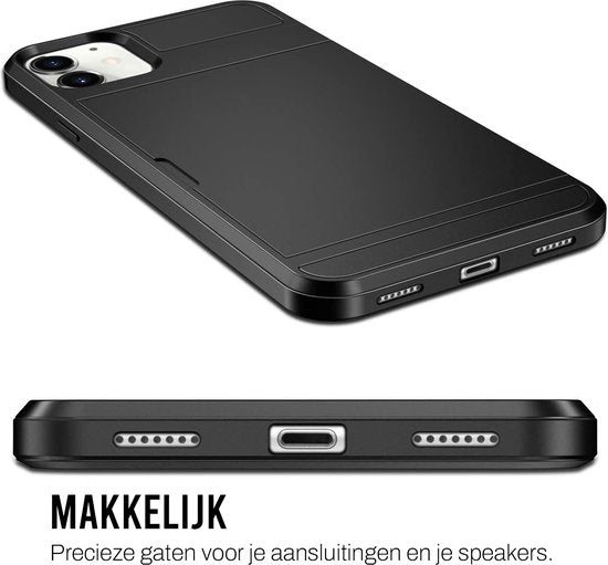 Telefoonhoesje Geschikt voor Iphone 14 Hoesje Met Pasjeshouder En Screenprotector Beschermglas