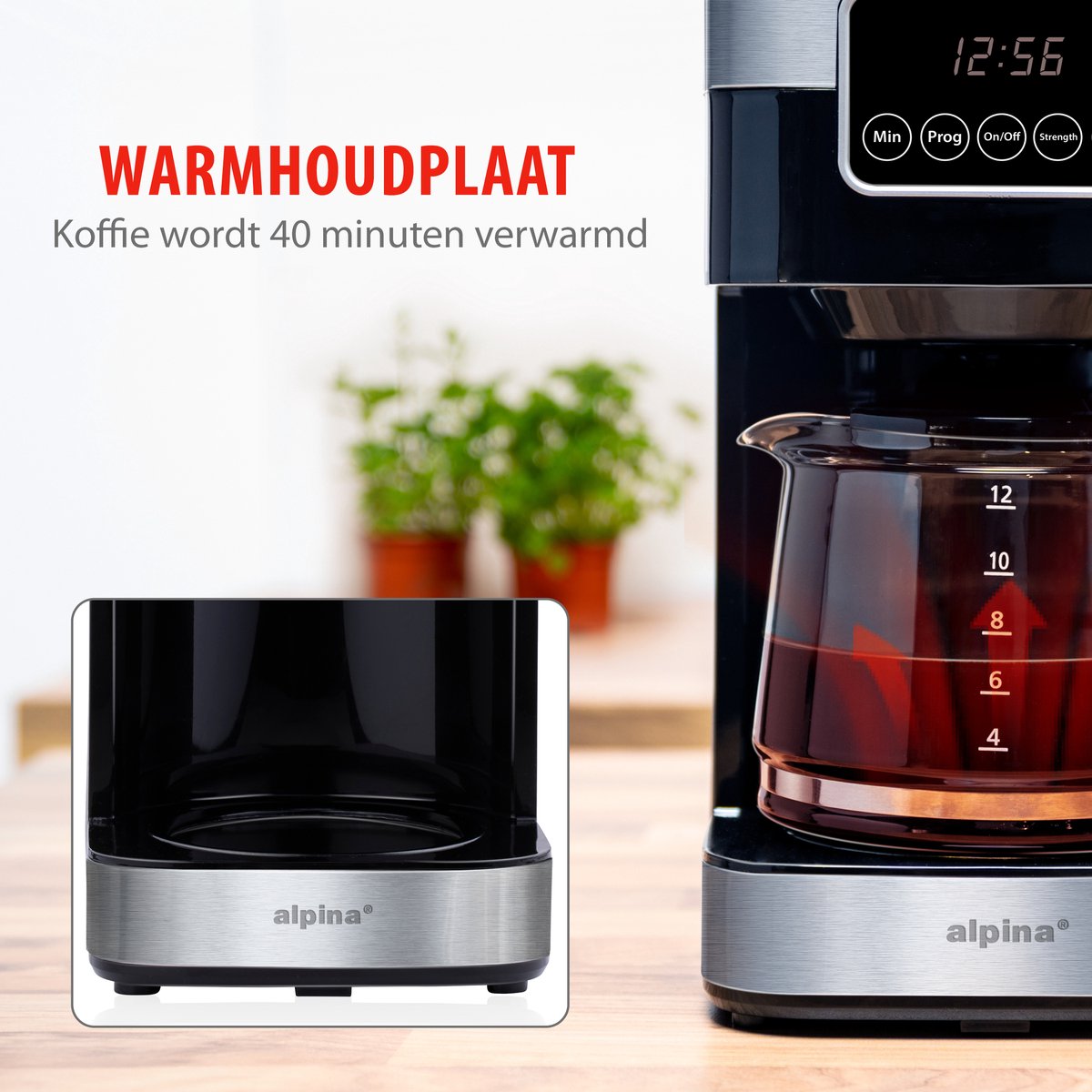 alpina Koffiezetapparaat met Filterkoffie - 900W - 1.5 L - Grijs/Zwart