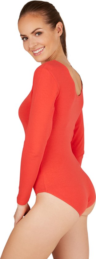 dressforfun - Shapewear - Bodysuit - Hemd - Body met lange mouwen en ronde hals voor dames - Rood - S