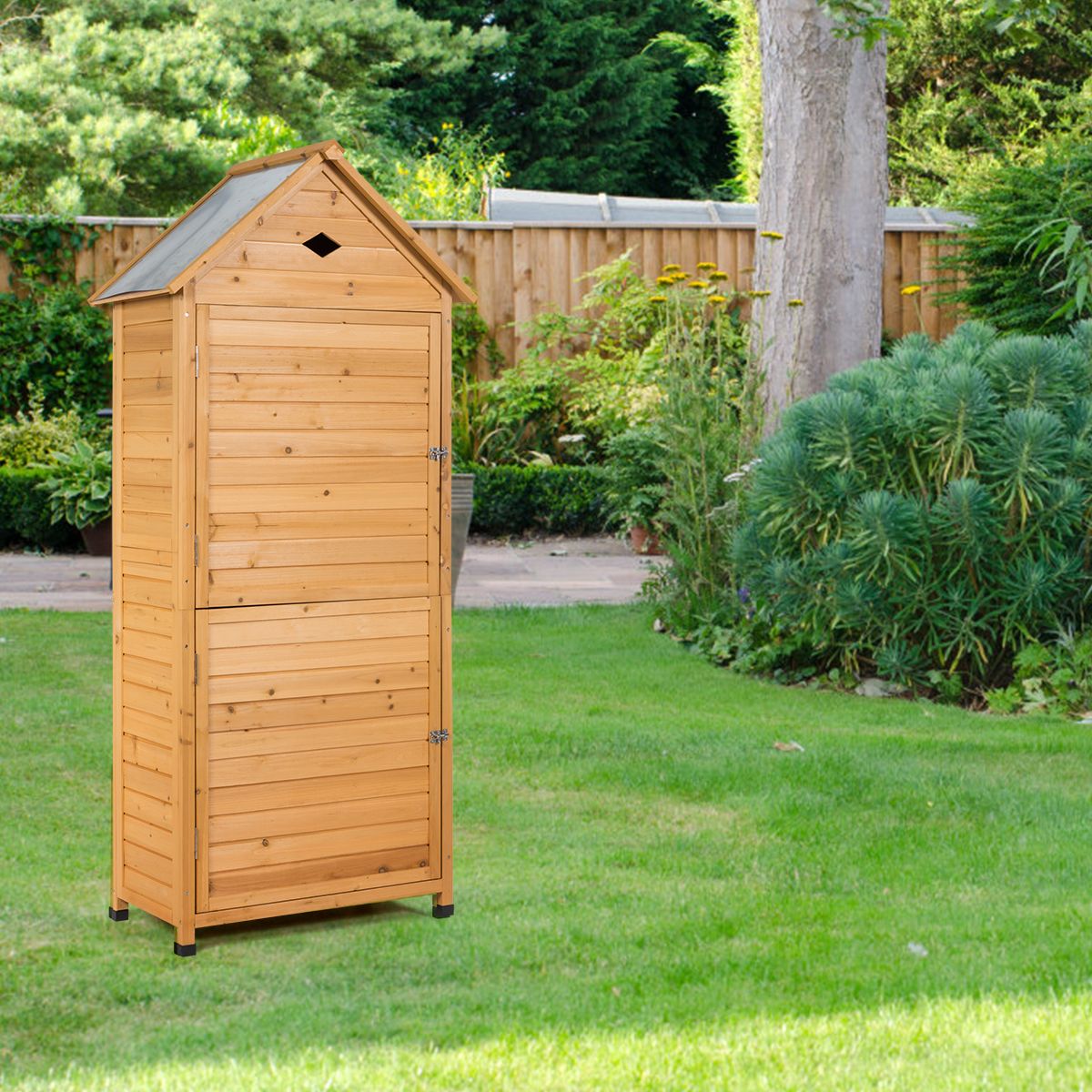 Coast Houten Tuinschuur - 5 legplanken - zadeldak - natuurlijk hout - 70 x 35,5 x 160 cm
