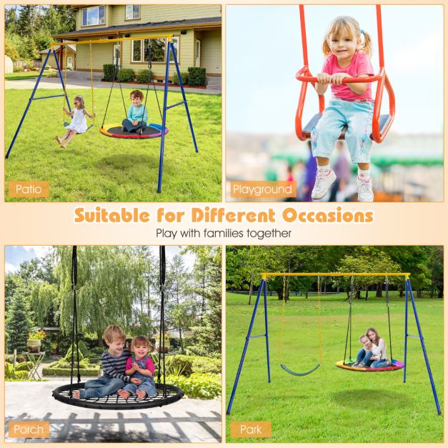 Coast schommelende frame met een frame dubbele swing metal frame 249 x 185 x 181,5 cm blauw + geel