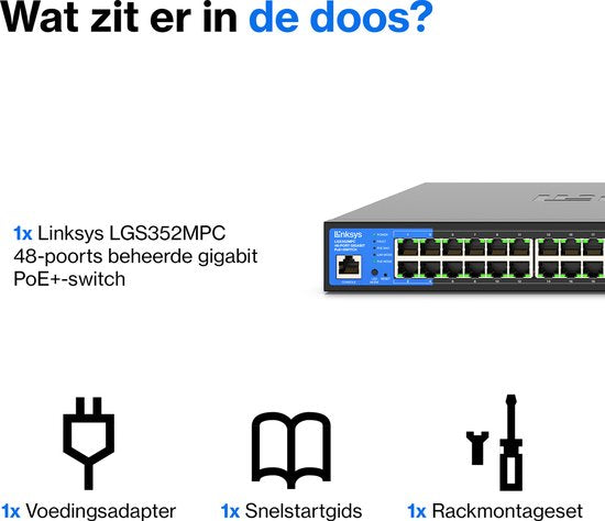 Linksys LGS352MPC - Netwerk Switch - Gigabit - Managed - 48 Poorten - PoE+ - Zwart