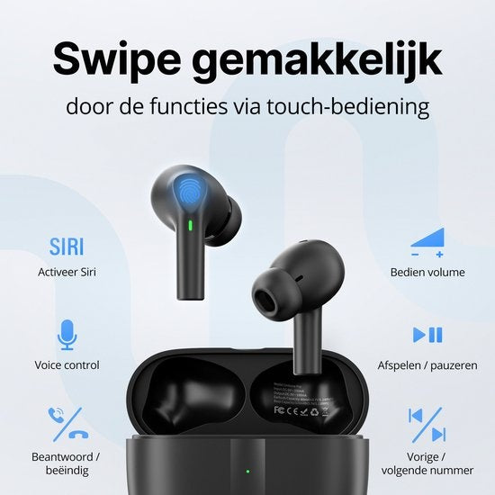 Unitone Go Draadloze Oordopjes - Bluetooth Oortjes - Earpods - Geschikt voor Apple & Android - Zwart