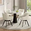 Yaheetech Eetkamerstoel met Armleuningen – Beige – 55 x 58,5 x 82 cm – 360° Draaibaar met Fluwelen Bekleding