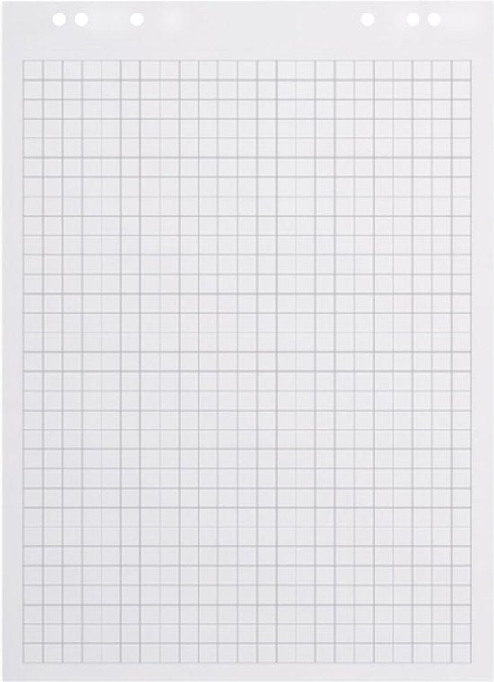 BRASQ Flipoverpapier - 65x98cm - Blanco/Ruit - 80 gram - flipover vellen - 50 vellen - Blanco vellen