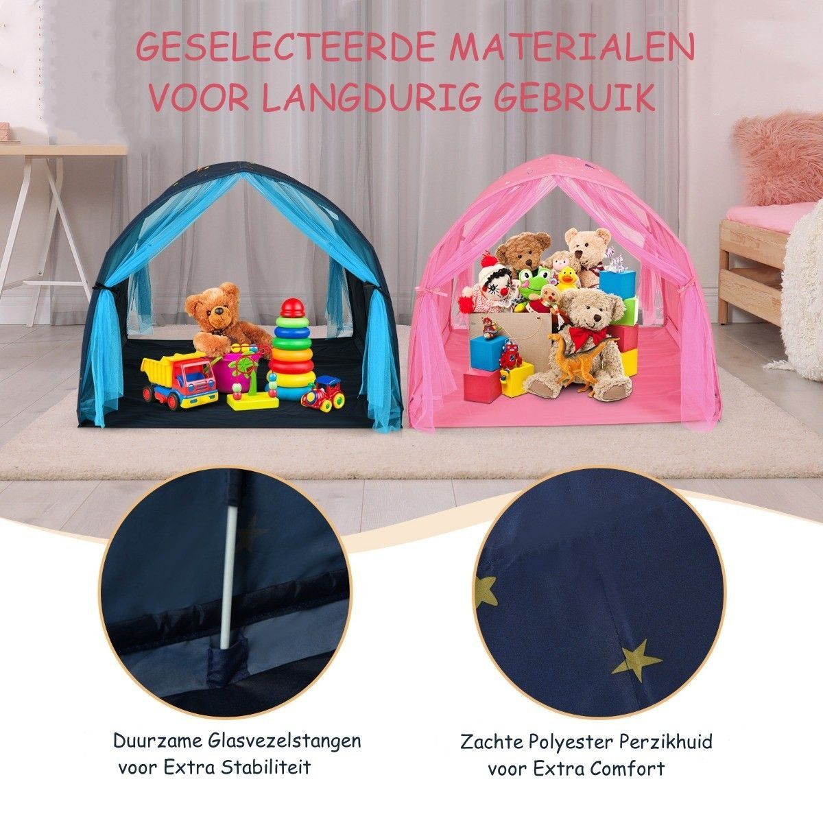Coast Cot Princess Princess Children's Play House Children's Tent met Window & Bag & Curtain Blue