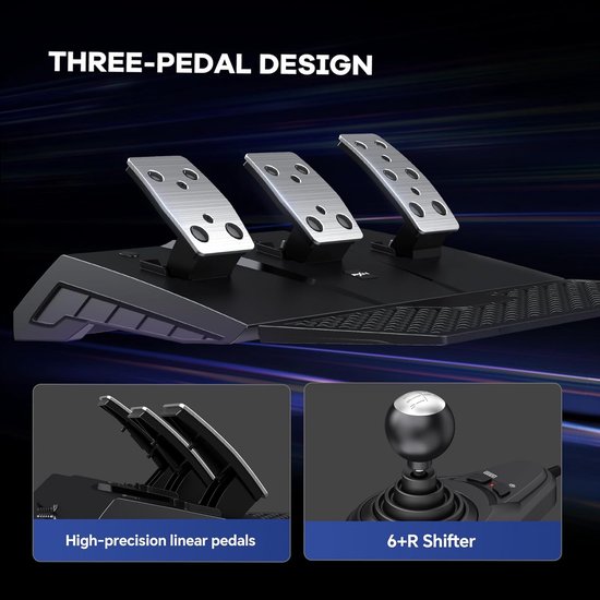 PXN Gaming Stuur - V9 Gen 2 - 270/900° - Pedalen - Shifter - Multiplatform - Zwart