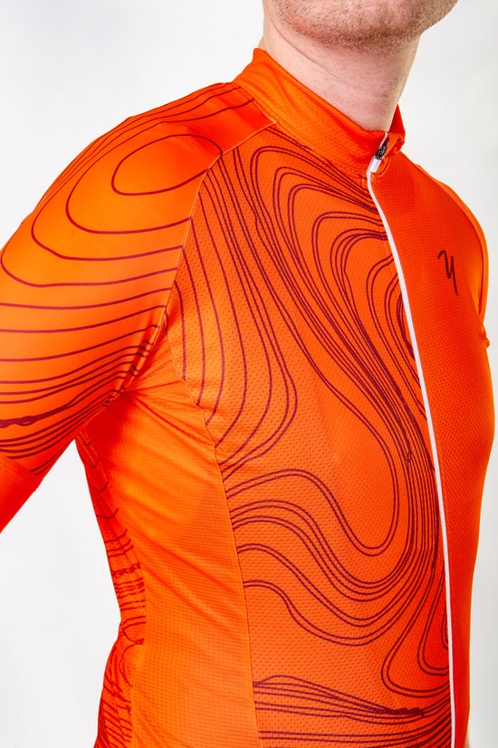 Wielershirt korte mouw Marmer Oranje - XL