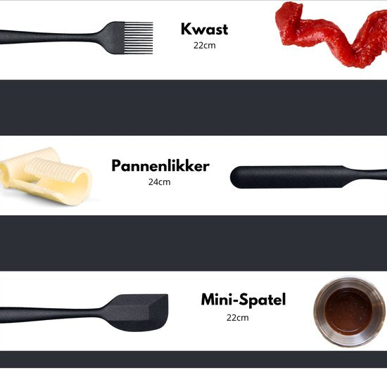 VAIVE Spatel set 6 Stuks - Spatel silicone - Spatelset – Keukengerei – Pannenlikker - Bakspaan- Pottenlikker