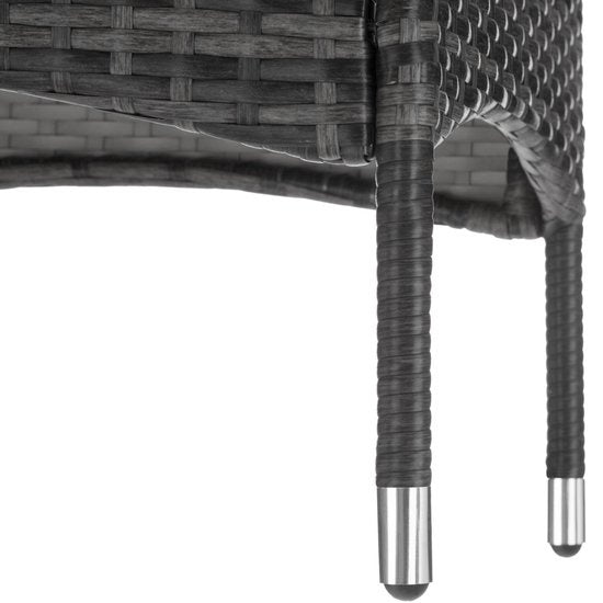 tectake® - wicker meubelen tuinset met verwisselbare hoezen, 2 stoelen en tafel met glazen blad, 2x outdoor loungestoelen met armleuningen en tuintafel, tuinmeubelset, balkonmeubilair - - grijs - poly-rattan