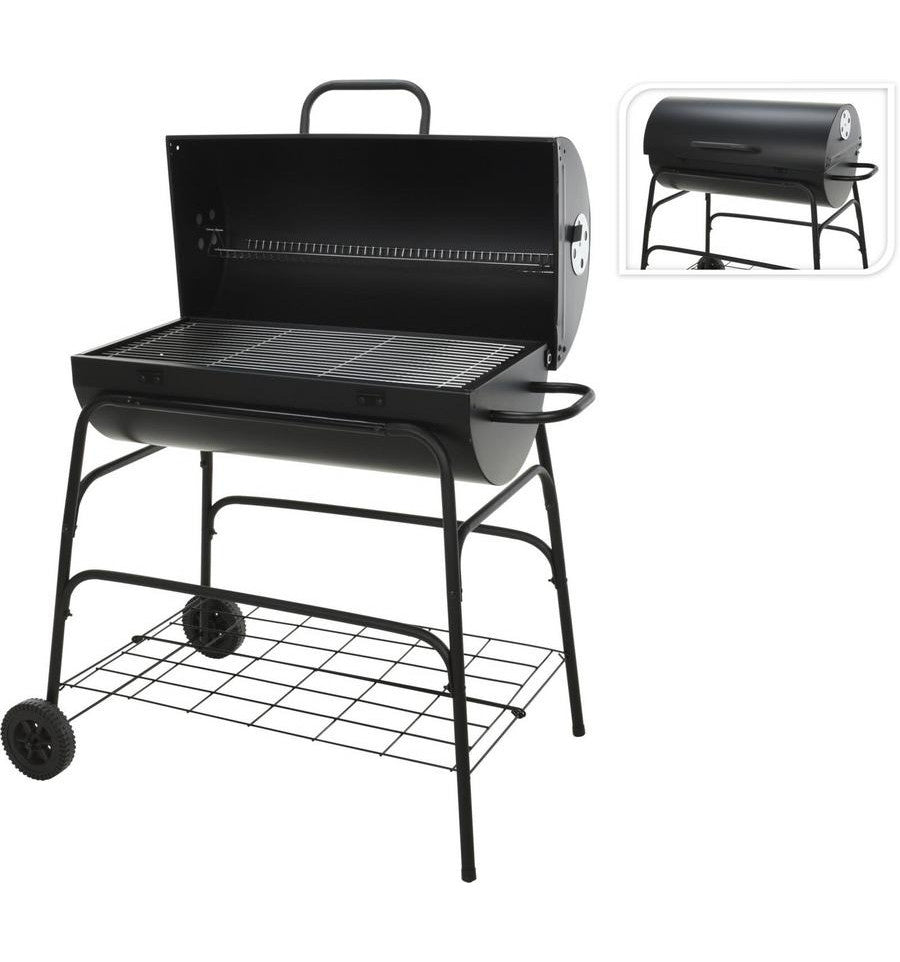 BBQ Collection Houtskoolbarbecue – Met Wielen & Warmhoudrek – 100 x 39 x 100 cm – Zwart