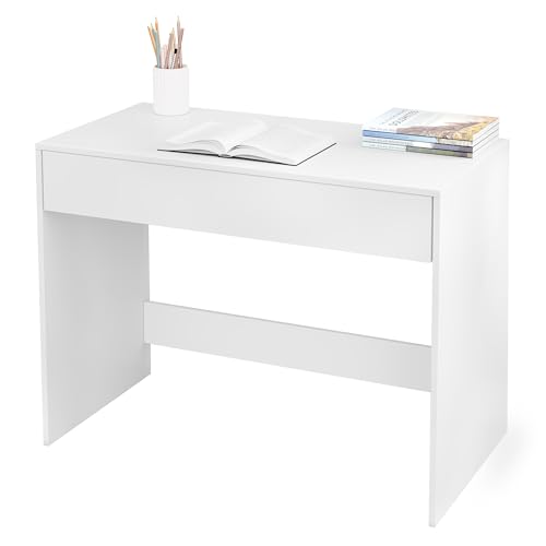 eSituro Bureau met Lade 100 x 50 cm - Wit, Compact Bureau met Opberglade