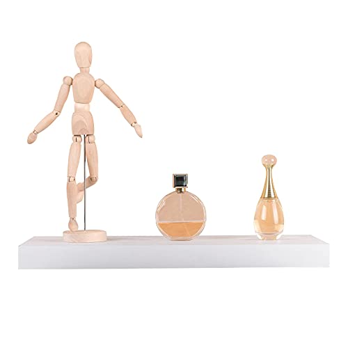 Woltu Wandplanken Set van 2 - Witte Hangende Planken van MDF - 50 x 23 x 3,8 cm