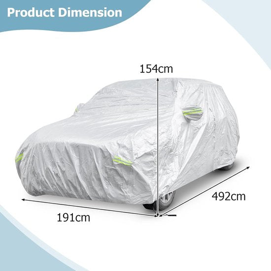 Coast Autohoes Zilver – Weerbestendige 3-Laagse Autoafdekking met Rits – 431 x 160 x 115 cm