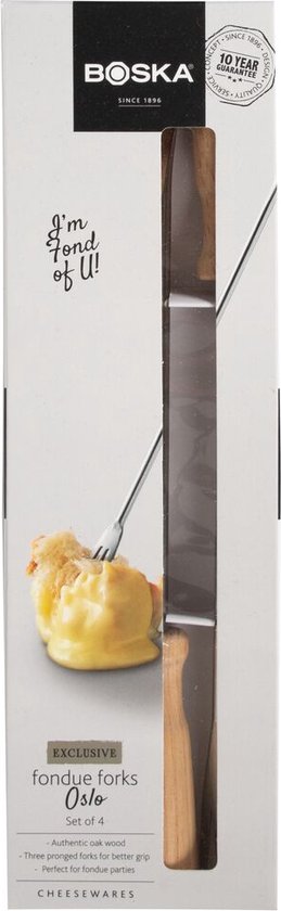 Boska Fonduevorken Oslo - Set van 4 Vorkjes - met Extra Grip - Zilver/Bruin