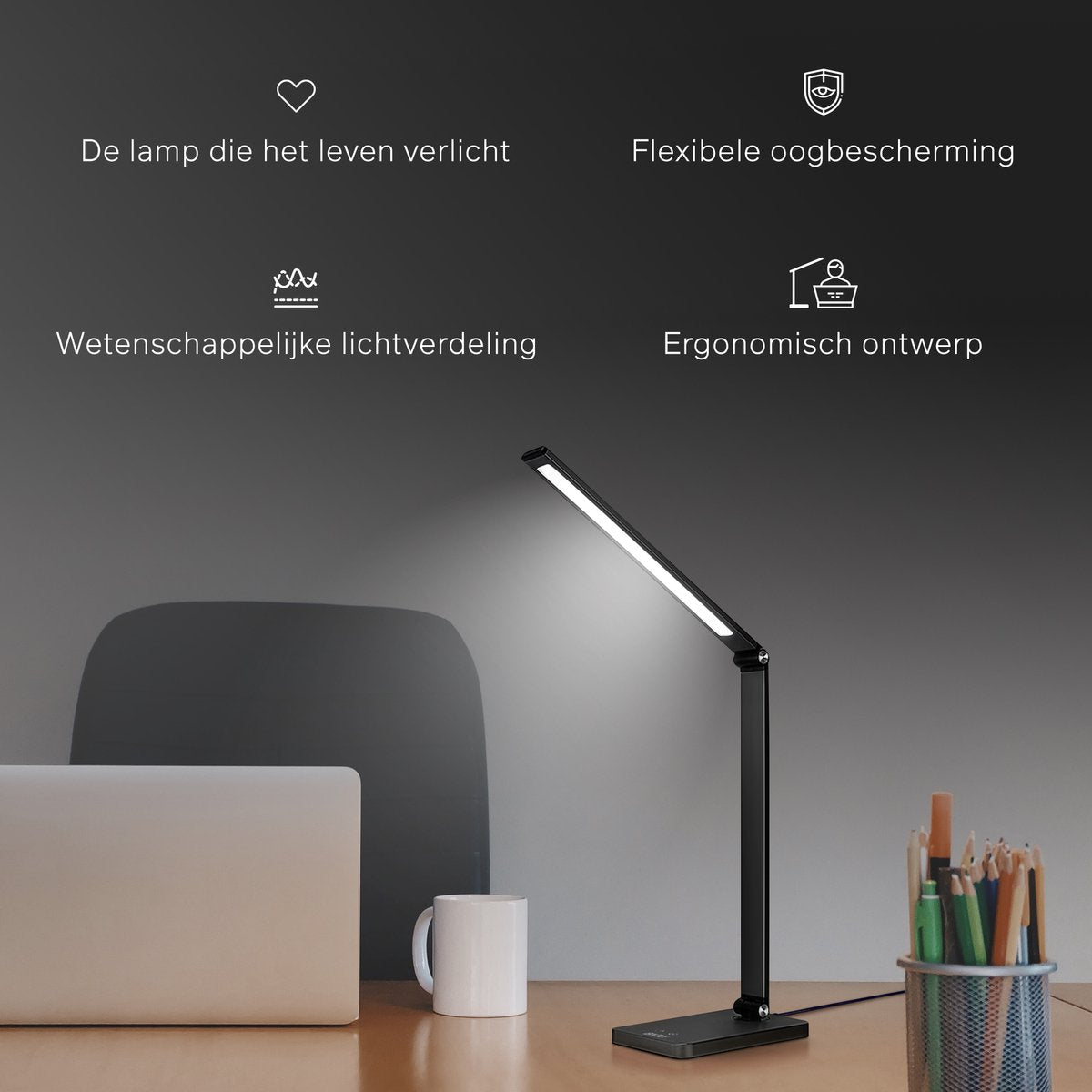 Bintoi® DL200 - Bureaulamp LED - Leeslamp - Bedlamp - Touch Control - Dimbaar - Wit en Warm Licht