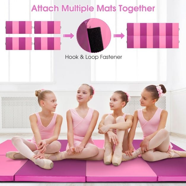 240 x 120 x 5cm Gymnastiek Mat Opvouwbare Oefenmat met Handvat Afneembare PU Lederen Hoes Lichtgewicht Tumbling Mat