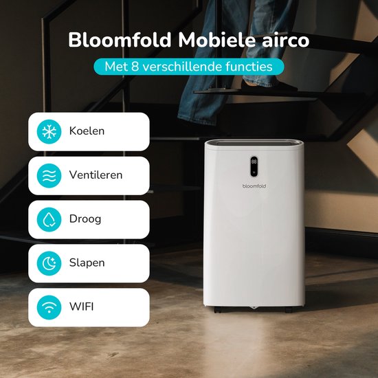 Bloomfold Mobiele Airco – 4-in-1 – 12.000 BTU – tot 35 m² – Wit