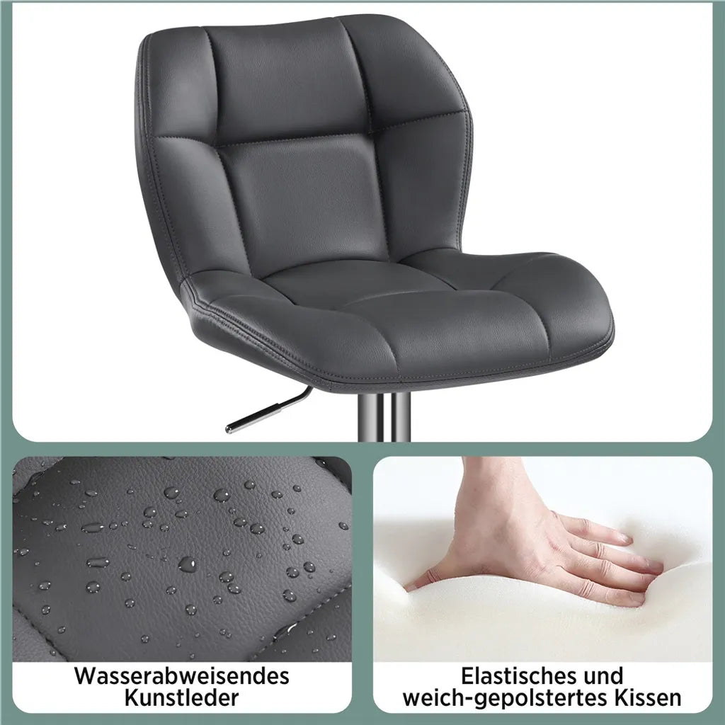 Yaheetech Barkrukken - 2 Stuks - Verstelbaar 62,5-84,5 cm - 360° Draaibaar - Grijs