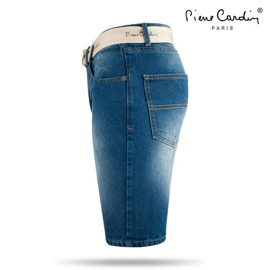Pierre Cardin - Heren Bermuda met Gratis Riem - Mid Wash - Denim - Maat L
