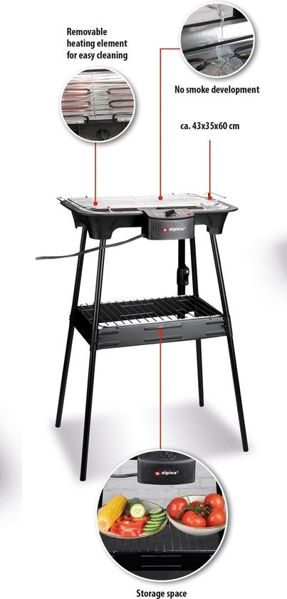 alpina BBQ - Elektrisch - 2-in-1 - Binnen en Buiten - 2000W