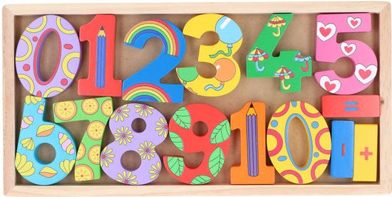 Marionette - Houten Cijfers - Rekenen Met Hout - 15 delig - 1 Set