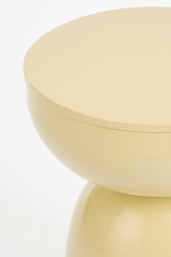 Mica Decorations Elliot Bijzettafel - Bijzettafel Rond H45 x Ø32 cm - Bijzettafeltje voor Woonkamer of Slaapkamer - Ideaal als Plantentafeltje - IJzer met Poedercoating - Beige
