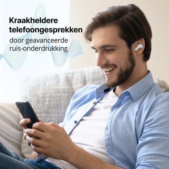 Unitone Go Draadloze Oordopjes - Bluetooth Oortjes - Earpods - Geschikt voor Apple & Android - Wit