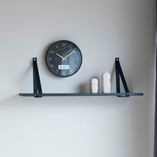 Wandplank blank hout met leer 80x20cm