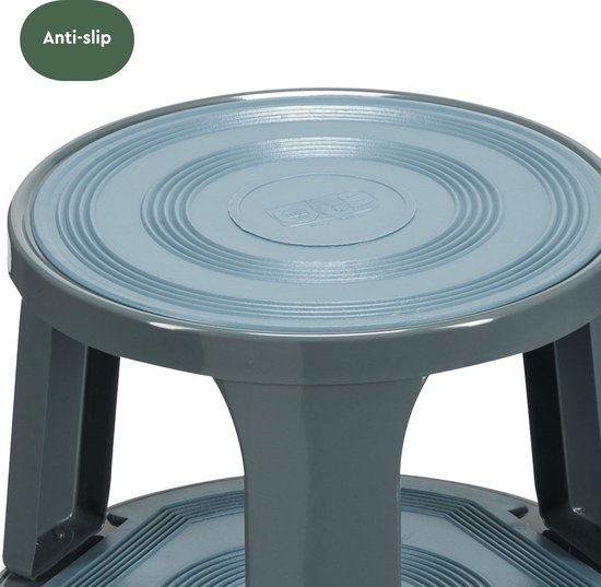 BRASQ Opstapkrukje Premium Grijs - Draagvermogen 150 kg - Opstapkruk - Olifantenvoet - Kantoorkruk - Roltrap - Kruk - Metaal