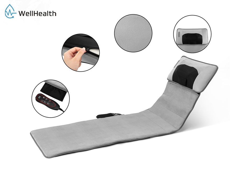 Wellhealth Massagematras – 9 Standen – 6000 RPM – 12V – 167,5 x 51 cm – Grijs