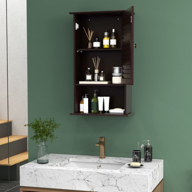 Badkamermeubel voor Wandmontage 3 Opbergplanken Praktische MDF-Structuur Gemakkelijk te Combineren Stijl 42 x 17 x 70 cm (Bruin)