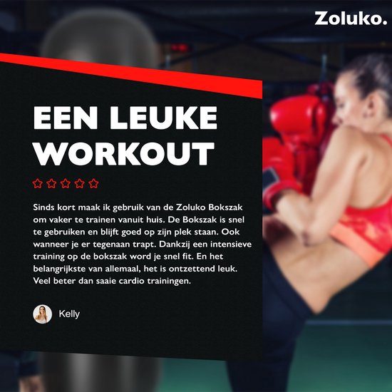 Zoluko Opblaasbare Bokszak op Voet - Incl. Bokshandschoenen, Voetpompje en E-book - Voor binnen en buiten - Voor Volwassenen en Kinderen - Zwart - ø 65 cm - 160 cm hoog