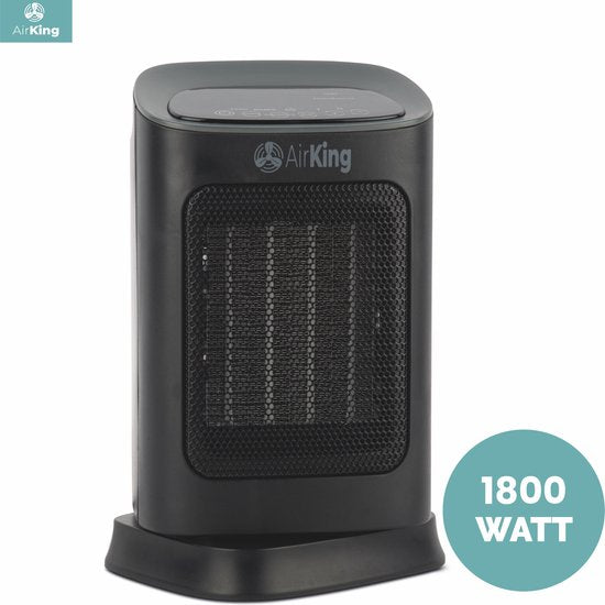 AirKing Elektrische Kachel - Compacte Keramische kachel met touchscreen - Kachelventilator 2 Standen 900 en 1800 Watt - Kantelbeveiliging - Draagbaar